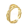 Rack Plating Brass Micro Pave Cubic Zirconia Cuff Finger Rings for Women RJEW-C117-02G-4