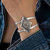 Vintage Iron Hollow Floral Rhombus Cuff Bangles for Women WGD2606-01-2