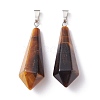 Natural Tiger Eye Pointed Pendants G-I314-02P-07-2