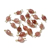 Natural Strawberry Quartz Connector Charms FIND-C046-11A-G-1