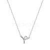 304 Stainless Steel Crystal Rhinestone Initial Pendant Necklaces FS-WGCEFCC-25-1