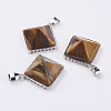 Natural Tiger Eye Pendants X-G-E442-02D-1