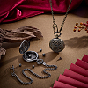 Vintage Alloy Flat Round Hollow Pocket Watch with Brass Curb Chain AJEW-PH0007-68B-4