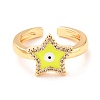 Star with Evil Eye Cubic Zirconia Cuff Ring for Women RJEW-C004-23-RS-2
