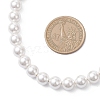 8MM Round White Shell Pearl Beaded Necklaces NJEW-JN05700-3