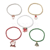 5Pcs Christmas Alloy Enamel Charm Bracelets BJEW-JB12409-2
