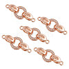 CHGCRAFT 5 Sets Brass Micro Pave Clear Cubic Zirconia Fold Over Clasps KK-CA0002-67RG-1