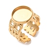 Woven Bezel 304 Stainless Steel Cuff Ring Components SA-CBAD8FA-01G-03-1