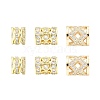 6Pcs 3 Styles Brass Pave Clear Cubic Zirconia European Beads KK-CJ0003-08-1
