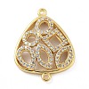 Rack Plating Brass Micro Pave Clear Cubic Zirconia Triangle Connector Charms KK-A234-035G-01-1