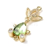 Brass Micro Pave Clear Cubic Zirconia Fish Links Connector Charms KK-K375-26G-21-2
