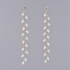 Electroplate Glass Beads Dangle Stud Earrings EJEW-JE03820-02-2