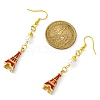 Alloy Enamel Eiffel Tower Dangle Earrings with Imitation Pearl Beaded EJEW-JE05422-05-2