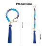 Silicone Round Beaded Keychain with Imitation Leather Tassel KEYC-SW00005-02-3