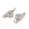 Brass Micro Pave Grade AAA Cubic Zirconia Charms ZIRC-P067-11P-P-NR-3