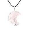 Natural Rose Quartz Crescent Moon Pendant Necklaces PW-WG70010-03-1