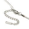 Non-Tarnish 304 Stainless Steel Flat Snake Chain Bowknot Pendant Necklaces NJEW-Z041-07P-3