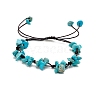 Adjustable Synthetic Turquoise Chips Braided Bead Bracelet PW-WGB8513-16-1