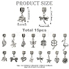 15Pcs 15 Styles Tibetan Style Alloy European Dangle Charms FIND-YW0005-57-2