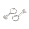 Anti-Tarnish Rhodium Plated 999 Sterling Silver Texture Round Dangle Earrings for Women EJEW-S215-01P-3