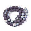 Frosted Opaque Glass Beads Strands GLAA-T032-P10mm-MBB15-2