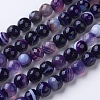 Natural Striped Agate/Banded Agate Beads Strands G-G753-07-8mm-1