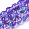 Transparent Spray Painted Glass Bead Strands GLAA-N035-03B-B03-1