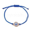 Evil Eye Alloy Crystal Rhinestone Link Braided Bracelets BJEW-JB10787-1