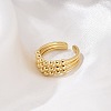 Rack Plating Brass Round Beaded Cuff Rings for Women RJEW-M028-106G-2