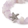 Natural Mixed Gemstone Chips & Alloy Starfish Beaded Stretch Bracelet for Women BJEW-JB09233-5