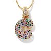 Brass Pave Colorful Cubic Zirconia Letter Pendant Box Chain Necklaces NU0575-3-1