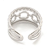 Non-Tarnish 304 Stainless Steel Ssquare Chain Open Cuff Ring for Women RJEW-A043-28P-3