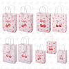 9Pcs 3 Styles Paper Cherry Printed Carry Storage Tote Bags ABAG-TA0001-99-1
