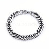 Tarnish Resistant Men's 304 Stainless Steel Diamond Cut Cuban Link Chain Bracelets BJEW-L673-002B-P-1