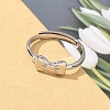 925 Sterling Silver Bowknot Adjustable Rings for Women RJEW-R008-02S-05-3