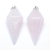 Natural Rose Quartz Pointed Pendants KK-E757-F-15P-1