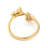 Butterfly & Heart Brass Micro Pave Cubic Zirconia Open Cuff Ring for Women RJEW-U003-02G-3