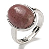 Natural Rhodonite Oval Adjustable Rings RJEW-K371-07S-17-2