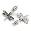 Rack Plating Alloy Pave Colorful Rhinestone Insect European Dangle Charms FIND-B034-14P-02-2