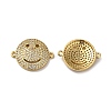 Eco-Friendly Rack Plating Brass Micro Pave Clear Cubic Zirconia Connector Charms KK-F853-31G-1