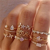 9Pcs 9 Styles Alloy Rhinestone Plain Band Rings PW-WGEAAC1-01-2