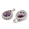 Natural Amethyst & Rhinestone Pendants G-K338-31P-12-2