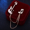 Guitar Musical Note Alloy Crystal Rhinestone Hanging Chain Brooch PW-WG75C60-01-1