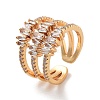 Brass with Cubic Zirconia Open Cuff Rings LS-RJEW-B053-07-1