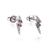 Brass Micro Pave Cubic Zirconia Flash Crawler Stud Earrings EJEW-F201-03P-1