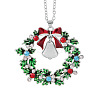 Christmas Wreath & Christmas Bell Alloy Colorful Rhinestone Pendant Necklaces WG06691-08-3