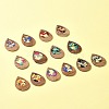 14Pcs 7 Colors Walnut Wood Resin Pendants WOOD-FS0001-31-9