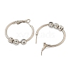 Tarnish Resistant 201 Stainless Steel Beaded Hoop Earrings with 304 Stainless Steel Pin for Women EJEW-F280-25P-2