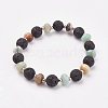 Natural Flower Amazonite & Lava Rock Stretch Bracelets X-BJEW-JB03071-05-1