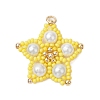 Glass Seed Beaded Star Pendants PALLOY-MZ00524-03-1